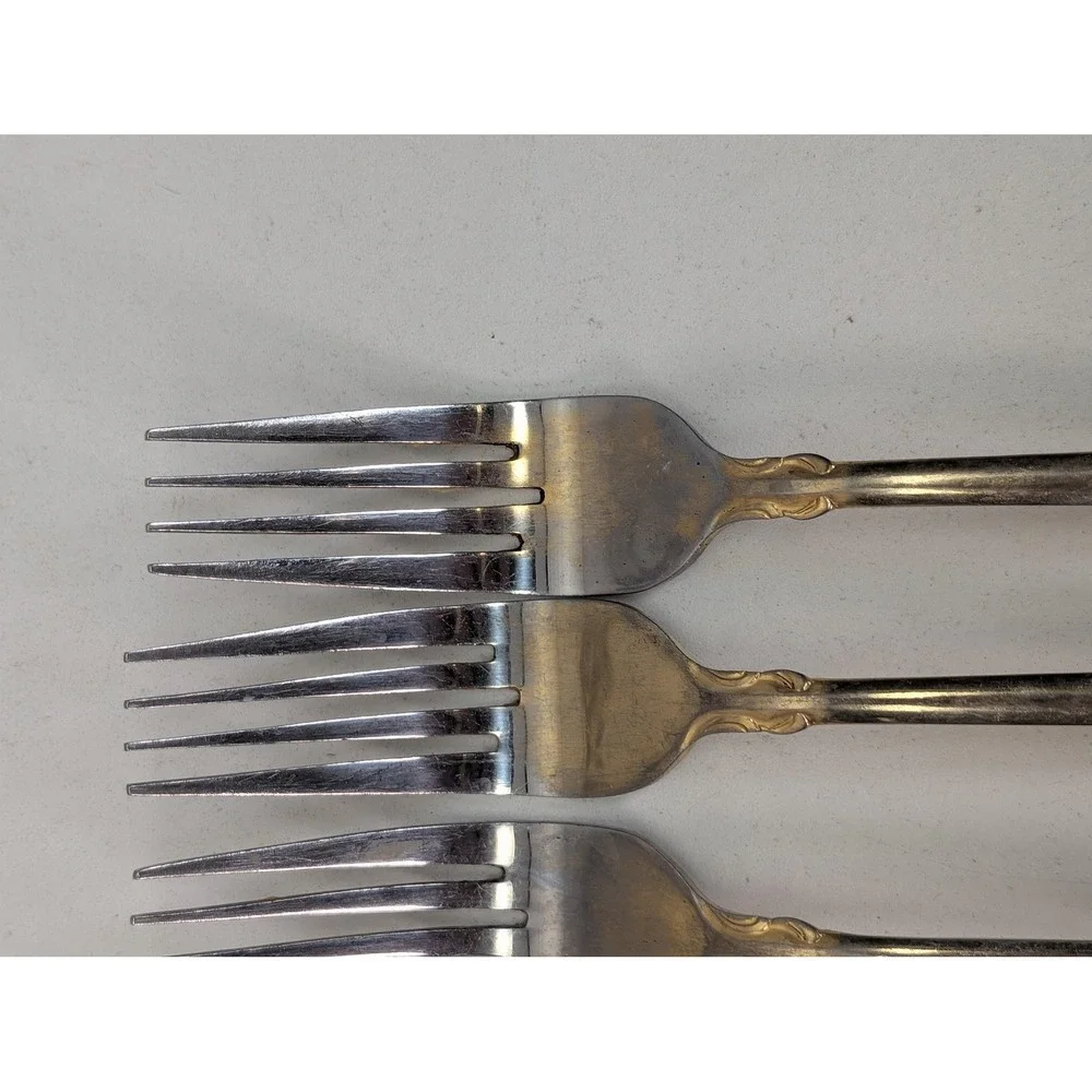 Personally Yours Stainless Steel Dinner Forks Set Of 4 Silver Tone Scroll Design